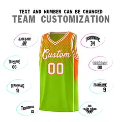 Neon Green Orange Dot Pattern Reversible Side Gradient Basketball Jersey Kits 4