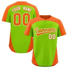 Neon Green Orange Edge Color Block Authentic Baseball Jersey 1