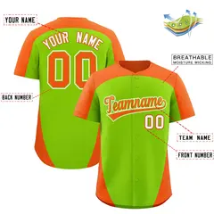 Neon Green Orange Edge Color Block Authentic Baseball Jersey 2