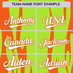 Neon Green Orange Flame Pattern Pullover Baseball Jersey 3