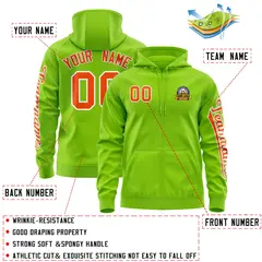 Neon Green Orange Full-Zip Varsity Letterman Jacket Hoodie 4