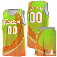 Neon Green Orange Galaxy Graffiti Basketball Jersey 1