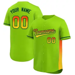 Neon Green Orange-Gold Gradient Side Baseball Jersey 1