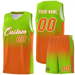 Neon Green Orange Gradient Basketball Jersey Sports Uniform 1