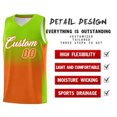 Neon Green Orange Gradient Basketball Jersey Sports Uniform 2