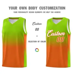 Neon Green Orange Gradient Basketball Jersey Sports Uniform 3