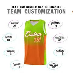Neon Green Orange Gradient Basketball Jersey Sports Uniform 4