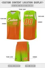 Neon Green Orange Gradient Basketball Jersey Sports Uniform 5