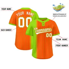 Neon Green Orange Gradient Stripe Two-Button Softball Jersey 2