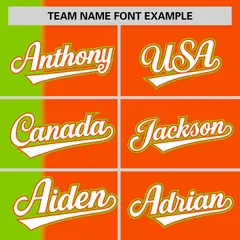 Neon Green Orange Gradient Stripe Two-Button Softball Jersey 3