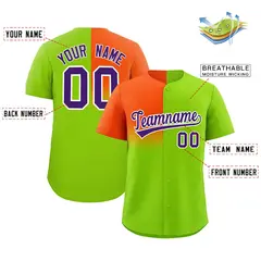 Neon Green Orange Half Gradient Authentic Baseball Jersey 2