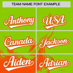 Neon Green Orange Ink Pattern Authentic Baseball Jersey 3