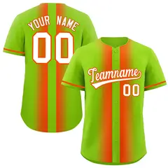 Neon Green Orange Lapel Gradient Fashion Baseball Jersey 1