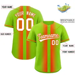 Neon Green Orange Lapel Gradient Fashion Baseball Jersey 2