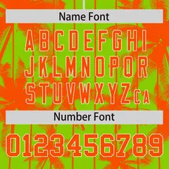 Neon Green Orange Pinstripe Coconut Tree Baseball Jersey 4