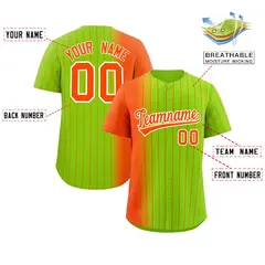Neon Green Orange Pinstripe Gradient Baseball Jersey 2