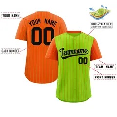 Neon Green Orange Pinstripe Raglan Sleeves Baseball Jersey 2
