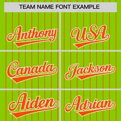 Neon Green Orange Pinstripe Two-Tone Baseball Jersey 3