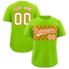 Neon Green Orange Plaid Fashion Authentic Baseball Jersey