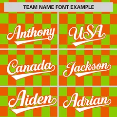 Neon Green Orange Plaid Fashion Authentic Baseball Jersey 3