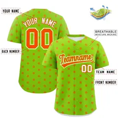 Neon Green Orange Polka Dot Graffiti Baseball Jersey 2