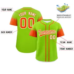 Neon Green Orange Raglan Sleeves Authentic Baseball Jersey 2