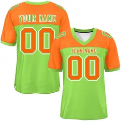 Neon Green-Orange Raglan Sleeves Football Jersey 1