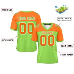 Neon Green-Orange Raglan Sleeves Football Jersey 2