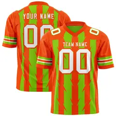 Neon Green Orange Razr Stripe Graffiti Flag Football Jersey