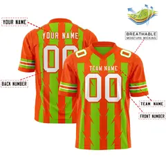 Neon Green Orange Razr Stripe Graffiti Flag Football Jersey 2