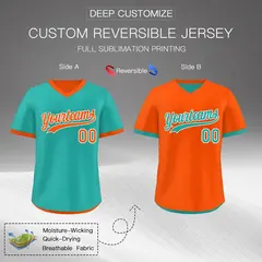 Neon Green Orange Reversible Pullover Baseball Jersey 2
