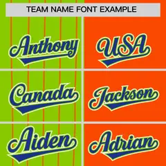 Neon Green Orange Royal Pinstripe Raglan Baseball Jersey 3