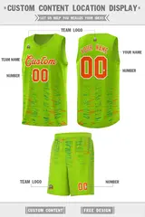 Neon Green Orange Scratches Pattern Basketball Jersey 2