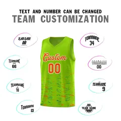 Neon Green Orange Scratches Pattern Basketball Jersey 3