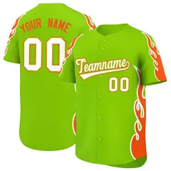 Neon Green Orange Side Flame Outline Basketball Jersey 1