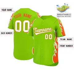 Neon Green Orange Side Flame Outline Basketball Jersey 2