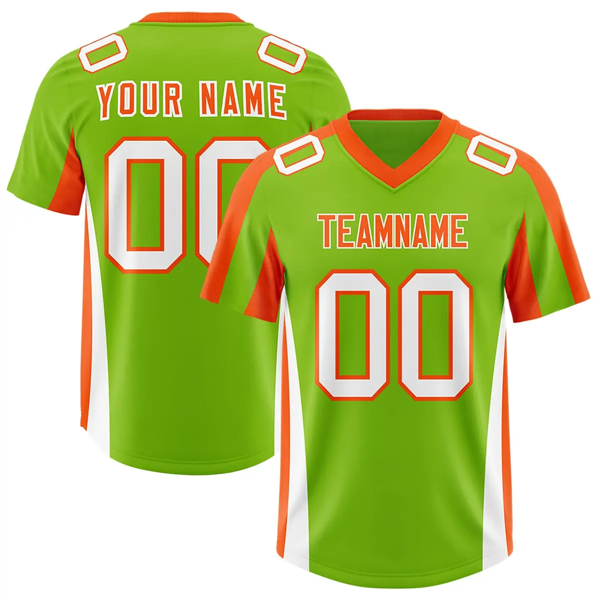 Neon Green Orange Side Stripe Authentic Football Jersey