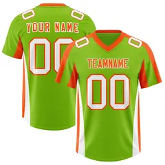 Neon Green Orange Side Stripe Authentic Football Jersey 1