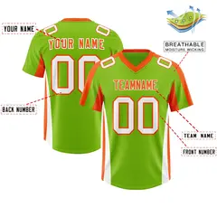 Neon Green Orange Side Stripe Authentic Football Jersey 2
