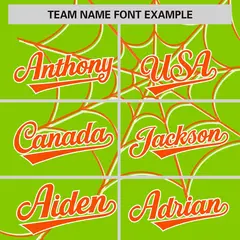 Neon Green Orange Spider Web Raglan Sleeves Baseball Jersey 3