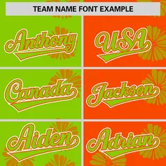 Neon Green Orange Split Flower Graffiti Baseball Jersey 3