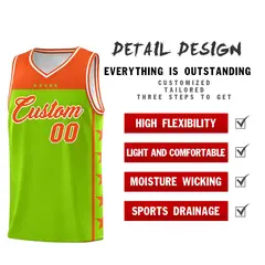 Neon Green Orange Star Pattern Basketball Jersey 2
