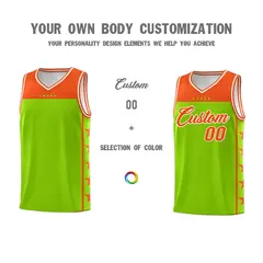 Neon Green Orange Star Pattern Basketball Jersey 3