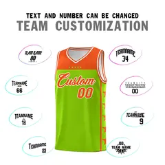 Neon Green Orange Star Pattern Basketball Jersey 4