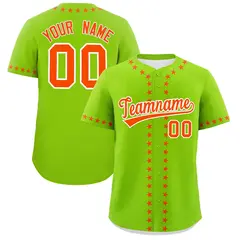 Neon Green Orange Star Ribbing Authentic Baseball Jersey 1