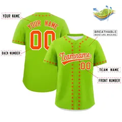Neon Green Orange Star Ribbing Authentic Baseball Jersey 2