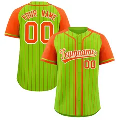 Neon Green Orange Stripe Raglan Baseball Jersey 1
