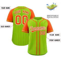 Neon Green Orange Stripe Raglan Baseball Jersey 2