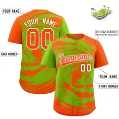 Neon Green Orange Swirl Graffiti Baseball Jersey 2