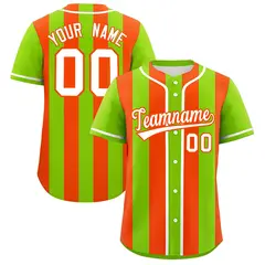 Neon Green Orange Thick Stripe Authentic Baseball Jersey